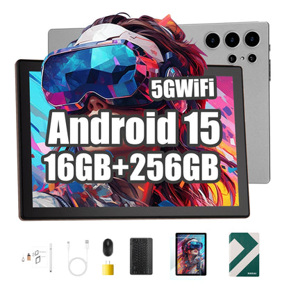 Tableta S25 de 10.1 pulgadas con Android 15, 16 GB de RAM, 256 GB de almacenamiento expandible hasta 1 TB, pantalla táctil IPS HD de 3000 x 1440, batería de 8800 mAh, Bluetooth 5.0