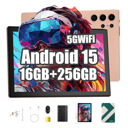 Tableta S25 de 10.1", Android 15, 16 GB de RAM, 256 GB de almacenamiento expandible hasta 1 TB, pantalla táctil IPS HD de 3000 x 1440, batería de 8800 mAh, Bluetooth 5.0
