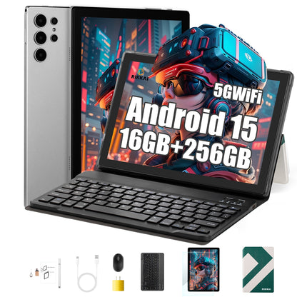 Tableta S25 de 10.1 pulgadas con Android 15, 16 GB de RAM, 256 GB de almacenamiento expandible hasta 1 TB, pantalla táctil IPS HD de 3000 x 1440, batería de 8800 mAh, Bluetooth 5.0