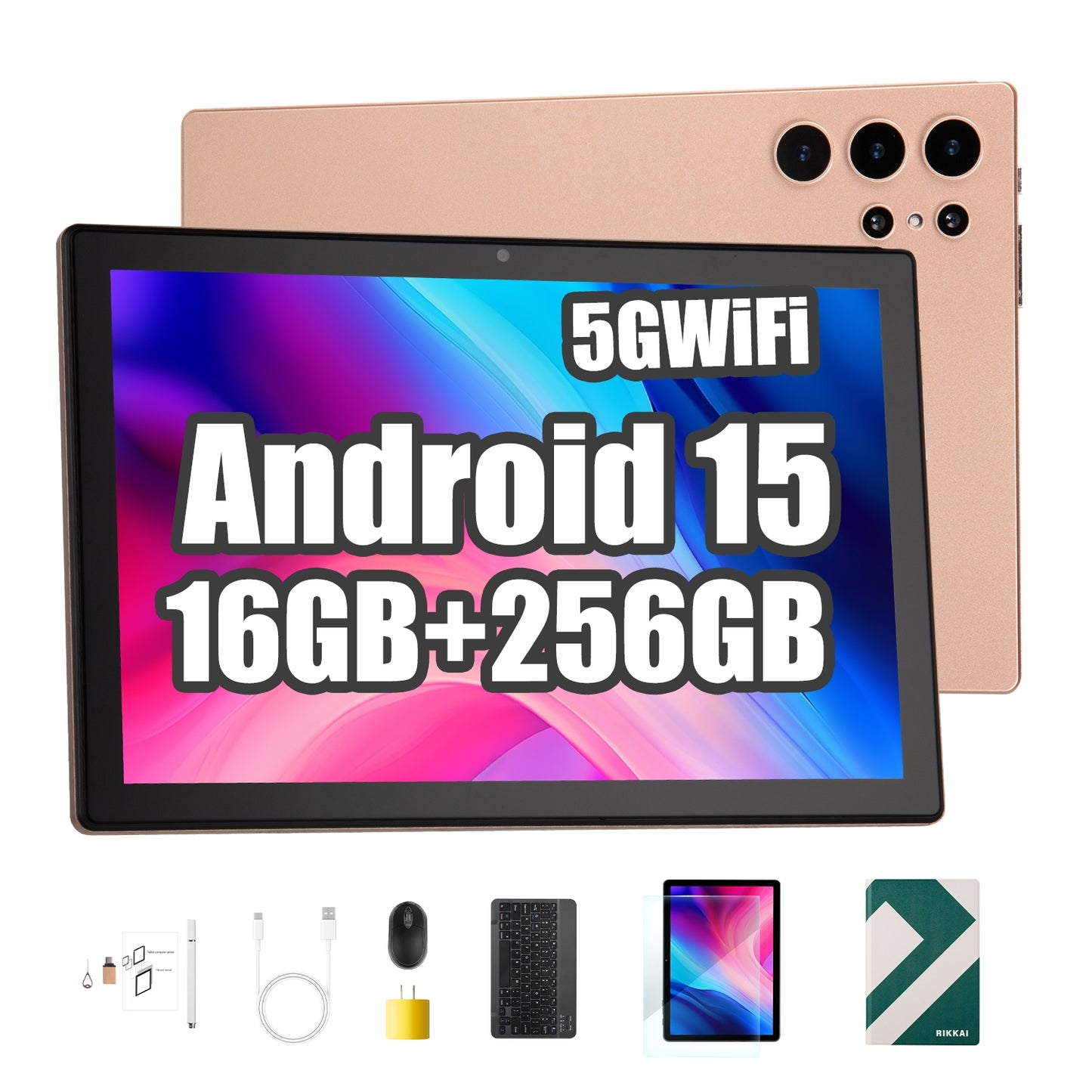 Tableta S25 de 10.1", Android 15, 16 GB de RAM, 256 GB de almacenamiento expandible hasta 1 TB, pantalla táctil IPS HD de 3000 x 1440, batería de 8800 mAh, Bluetooth 5.0