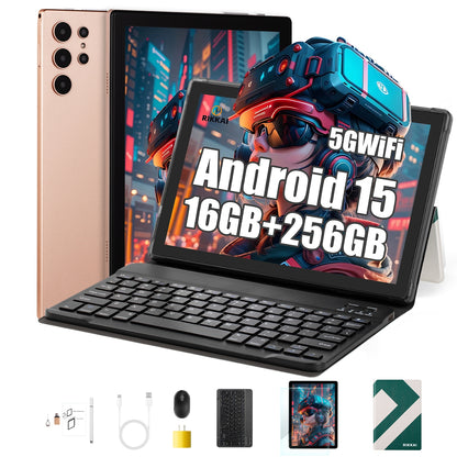 Tableta S25 de 10.1", Android 15, 16 GB de RAM, 256 GB de almacenamiento expandible hasta 1 TB, pantalla táctil IPS HD de 3000 x 1440, batería de 8800 mAh, Bluetooth 5.0
