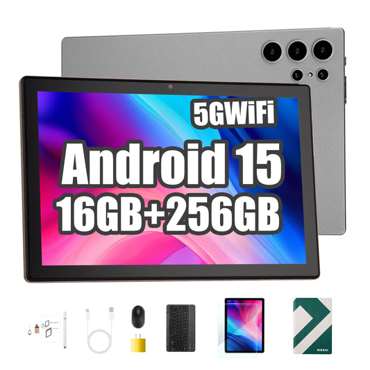 Tableta S25 de 10.1 pulgadas con Android 15, 16 GB de RAM, 256 GB de almacenamiento expandible hasta 1 TB, pantalla táctil IPS HD de 3000 x 1440, batería de 8800 mAh, Bluetooth 5.0