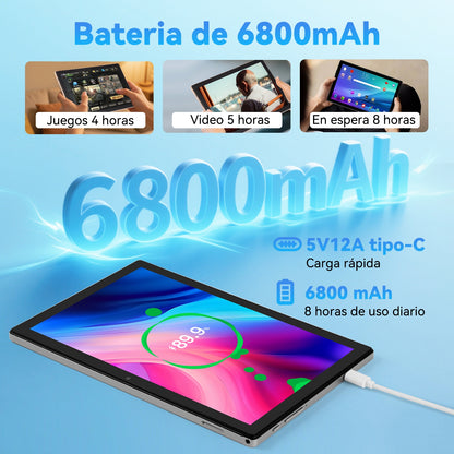 Tableta S25 de 10.1 pulgadas con Android 15, 16 GB de RAM, 256 GB de almacenamiento expandible hasta 1 TB, pantalla táctil IPS HD de 3000 x 1440, batería de 8800 mAh, Bluetooth 5.0