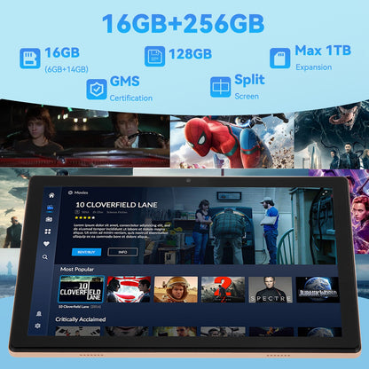 Tableta S25 de 10.1", Android 15, 16 GB de RAM, 256 GB de almacenamiento expandible hasta 1 TB, pantalla táctil IPS HD de 3000 x 1440, batería de 8800 mAh, Bluetooth 5.0