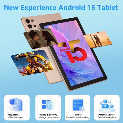 Tableta S25 de 10.1", Android 15, 16 GB de RAM, 256 GB de almacenamiento expandible hasta 1 TB, pantalla táctil IPS HD de 3000 x 1440, batería de 8800 mAh, Bluetooth 5.0