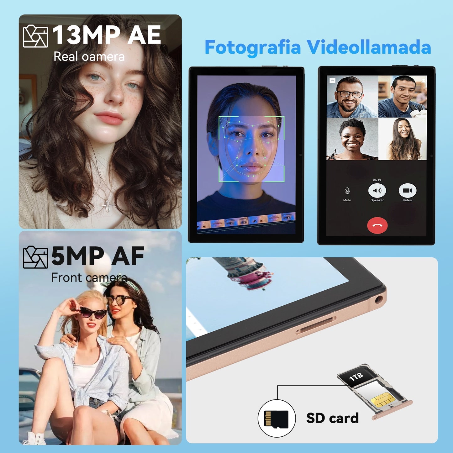 Tableta S25 de 10.1", Android 15, 16 GB de RAM, 256 GB de almacenamiento expandible hasta 1 TB, pantalla táctil IPS HD de 3000 x 1440, batería de 8800 mAh, Bluetooth 5.0